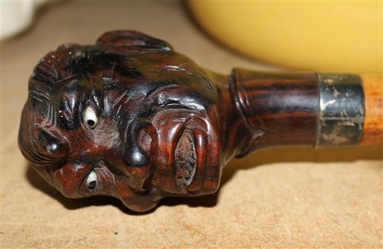 Carved head walking cane